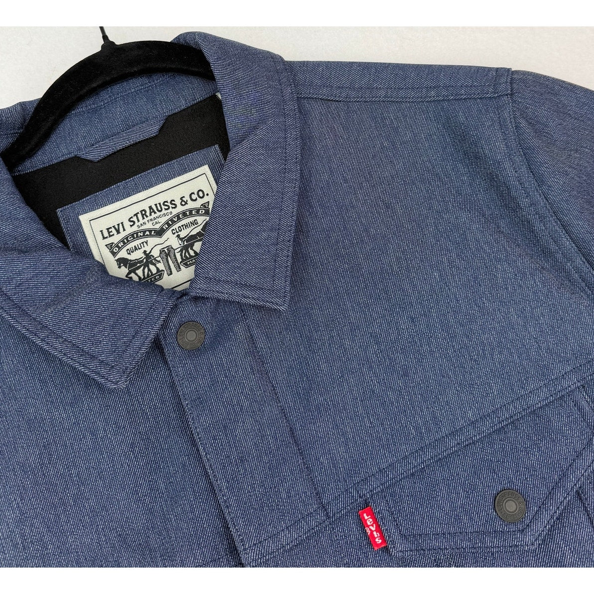 Levi's Blue Soft Shell Classic Trucker Jacket Water Resistant Fleece Lined L