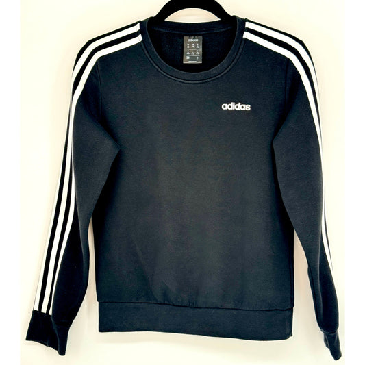 Adidas Sweatshirt Sporty Athletic Black with White Stripe Size XS