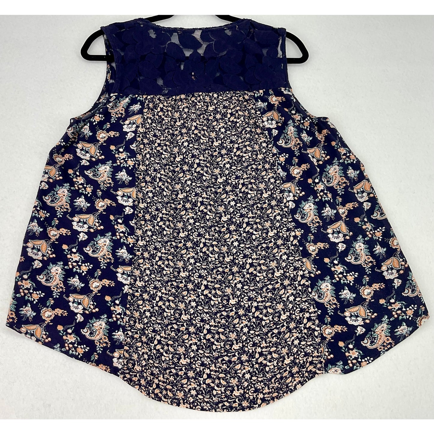 Knox Rose Navy Floral Print Sleeveless Summer Coastal Beach Vacation Tank Top L