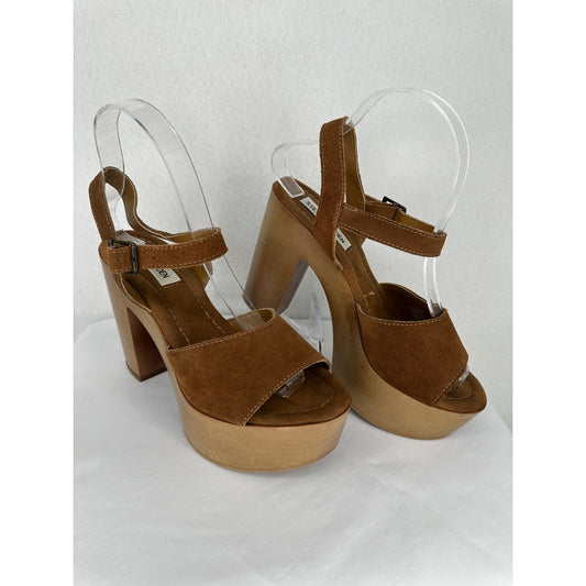 Steve Madden Clique Chestnut Platform Heel Sandals Size 8.5M