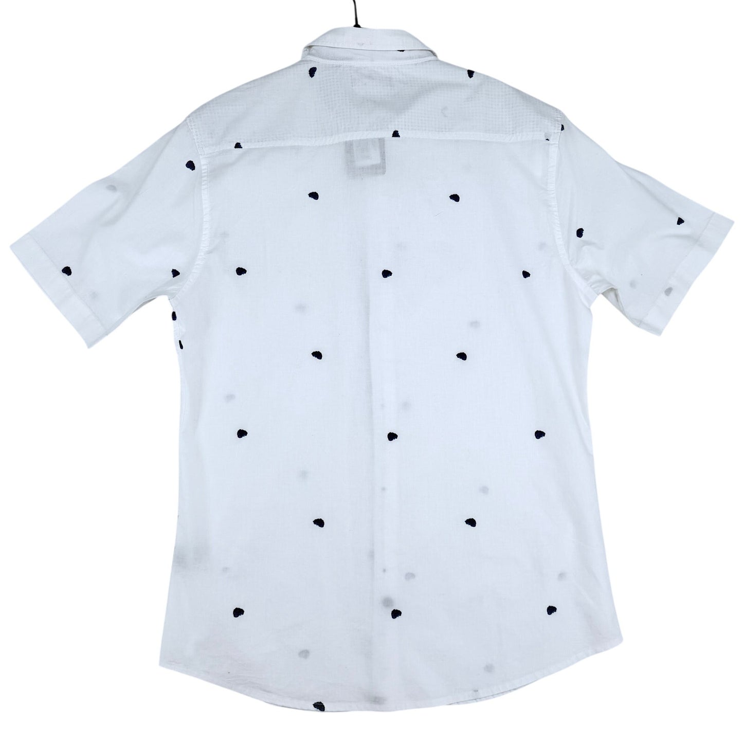 Belle Street White Blue Dot Pattern Button Up Short Sleeve Casual Shirt L NWT