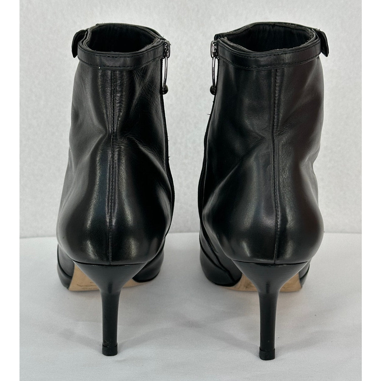 Via Spiga Madeline Black Italian Leather Pointed Toe Ankle Boots 3" Heel 10M