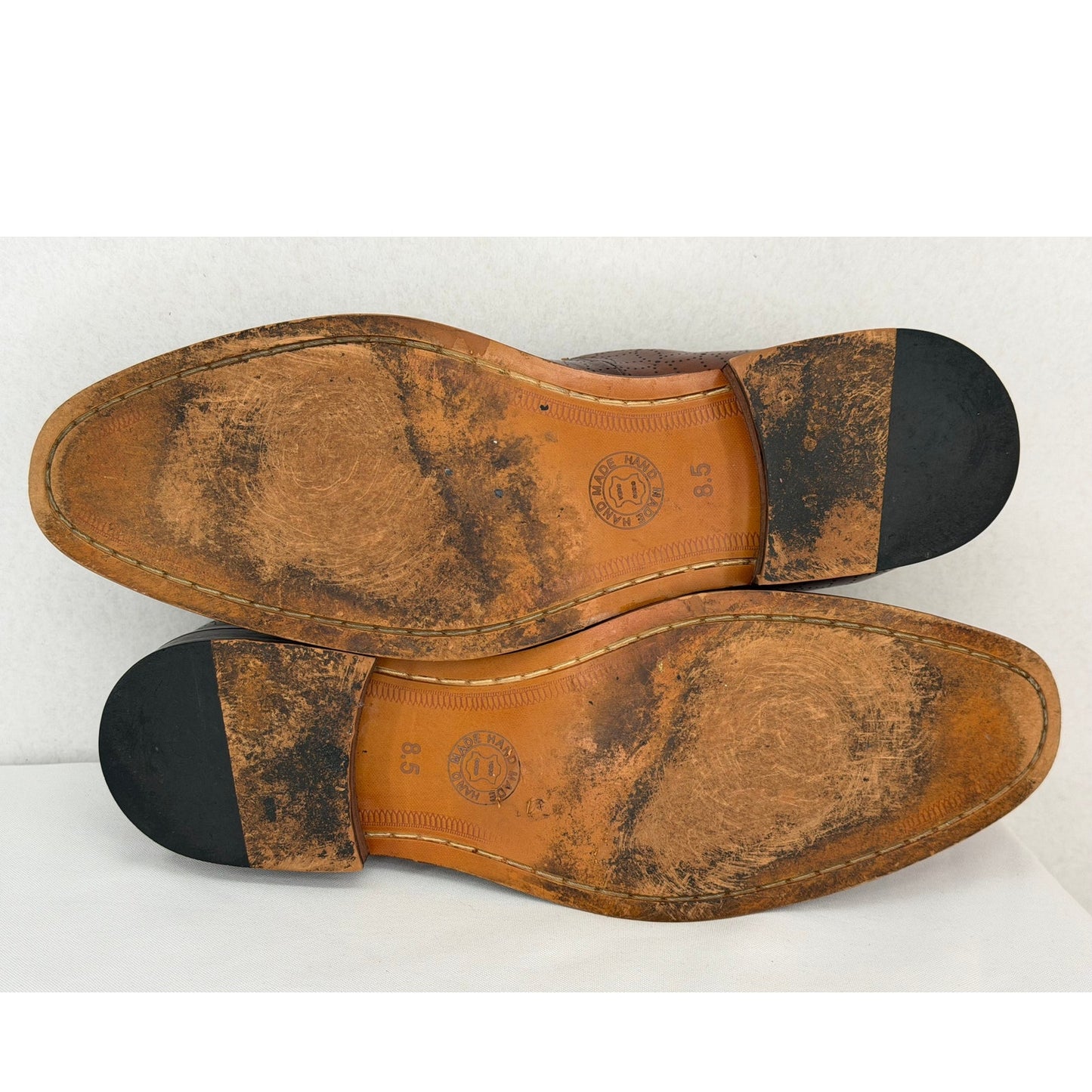 Asher Green Hand Made Brown Leather Tassel Slip On Dress Loafers 8.5