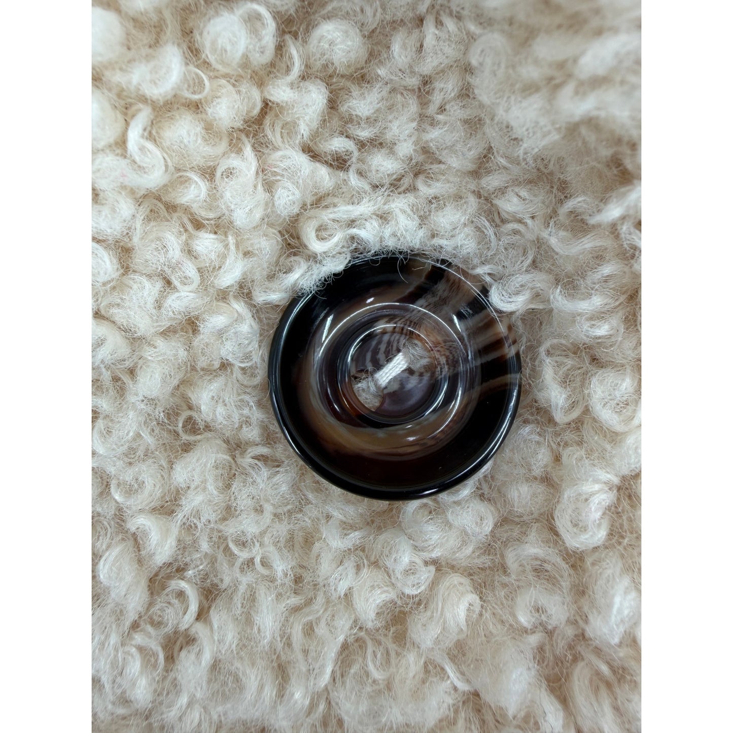 Cliche' Cream Teddy Bear Sherpa Faux Suede Lining Button Front Mid-length Coat L