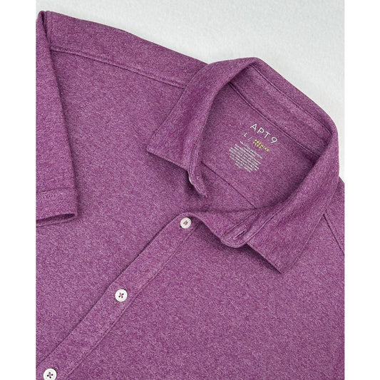 Apt 9 Premier Flex Raspberry Button Polo Short Sleeve Shirt L