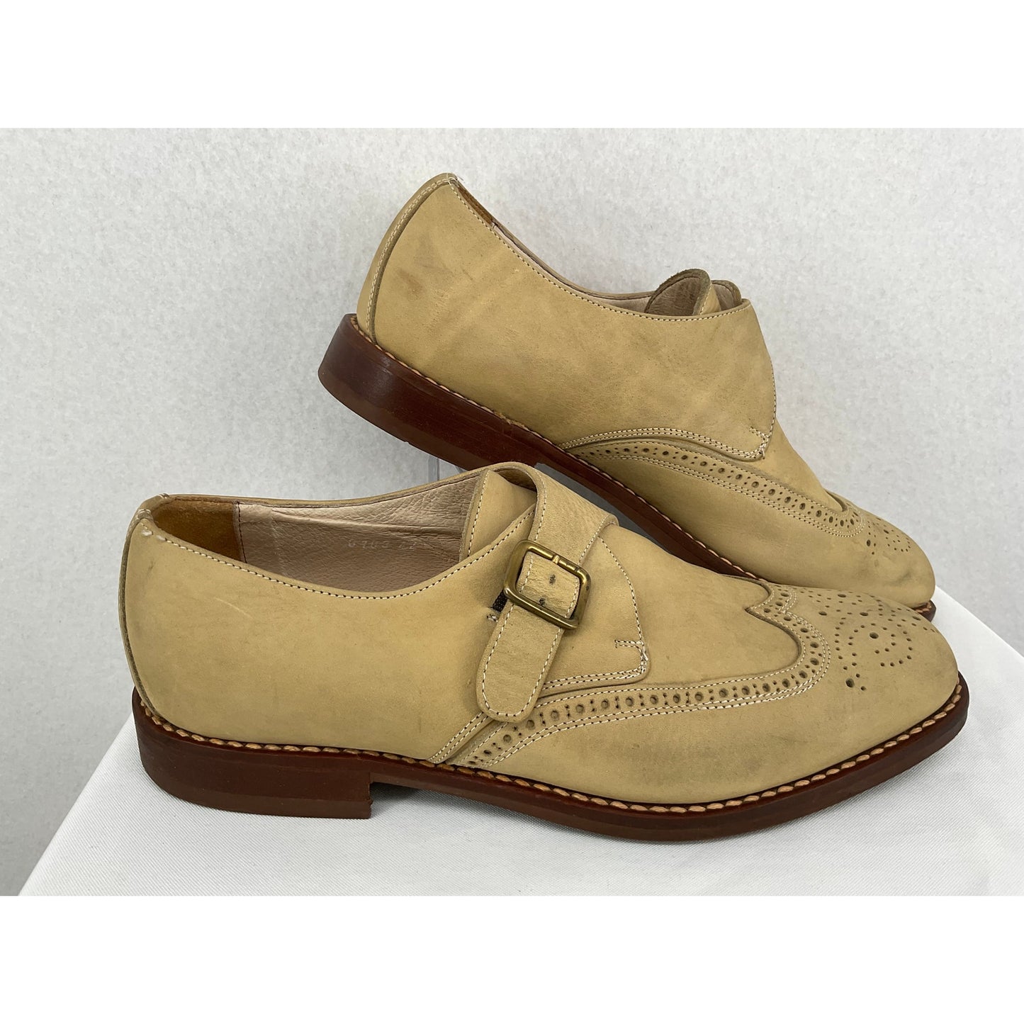 Luca Bossi Brogue Single Monk Strap Men's Business Office Shoes 44 (10-10.5)