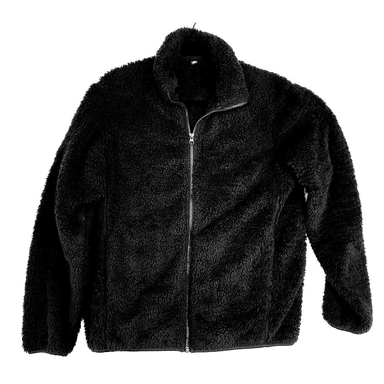 Uni Qlo Black Full Zip Teddy Fleece Fall Jacket Casual Soft Unisex S