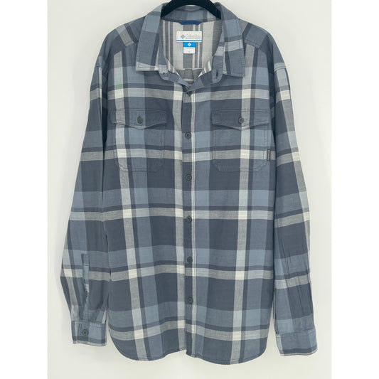 Columbia Plaid Button Long Sleeve Gray XL Shirt
