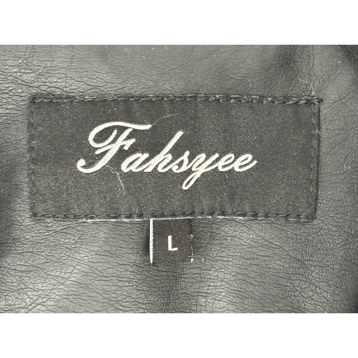 Fahsyee Black Vegan Leather Moto Biker Jacket Roses and Till Death L