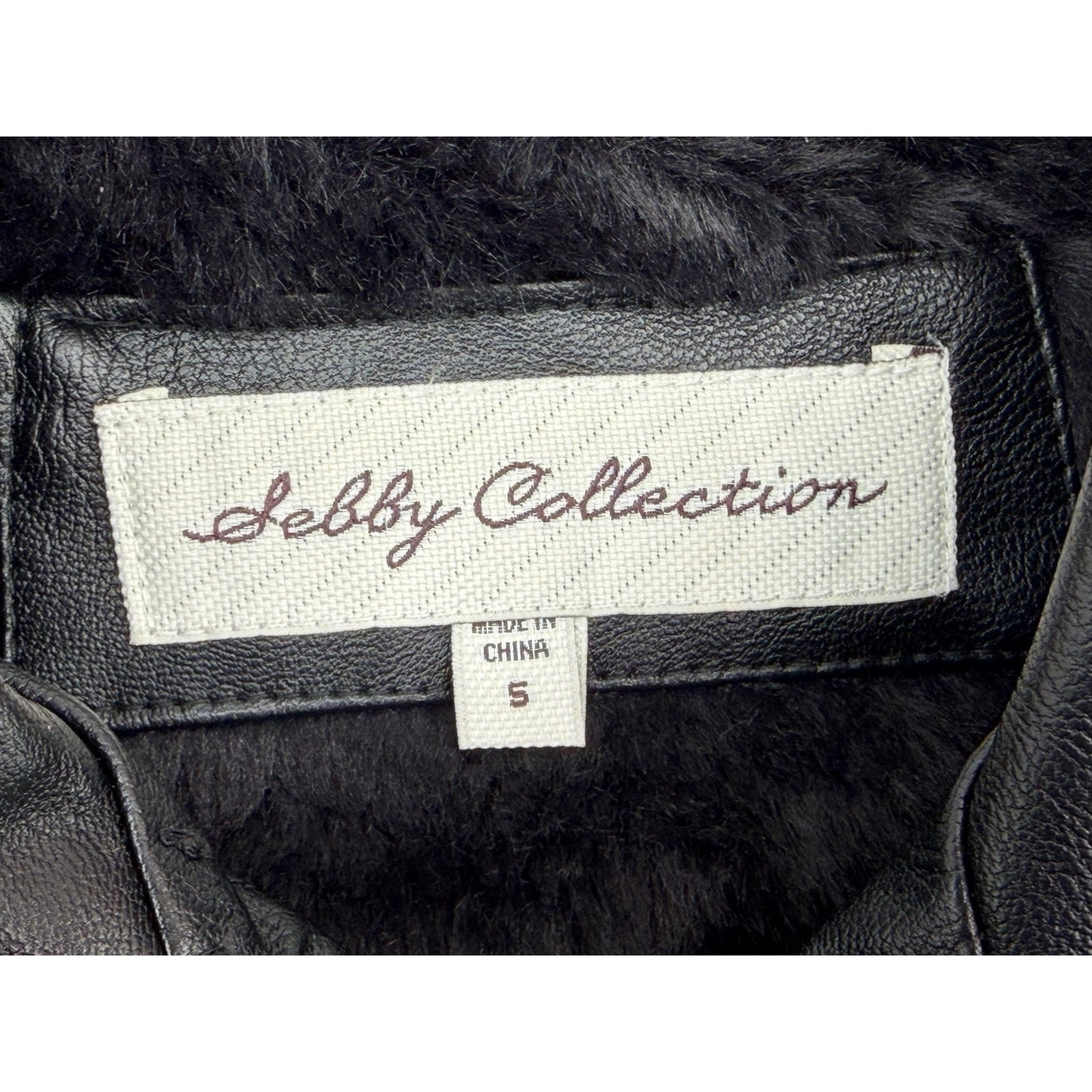 Sebby Collection Black Biker Moto Faux Vegan Leather with Faux Fur Lining Small