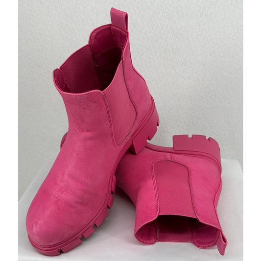 MIA Ivy Hot Pink Lug Ankle Chunky Heel Booties 9M