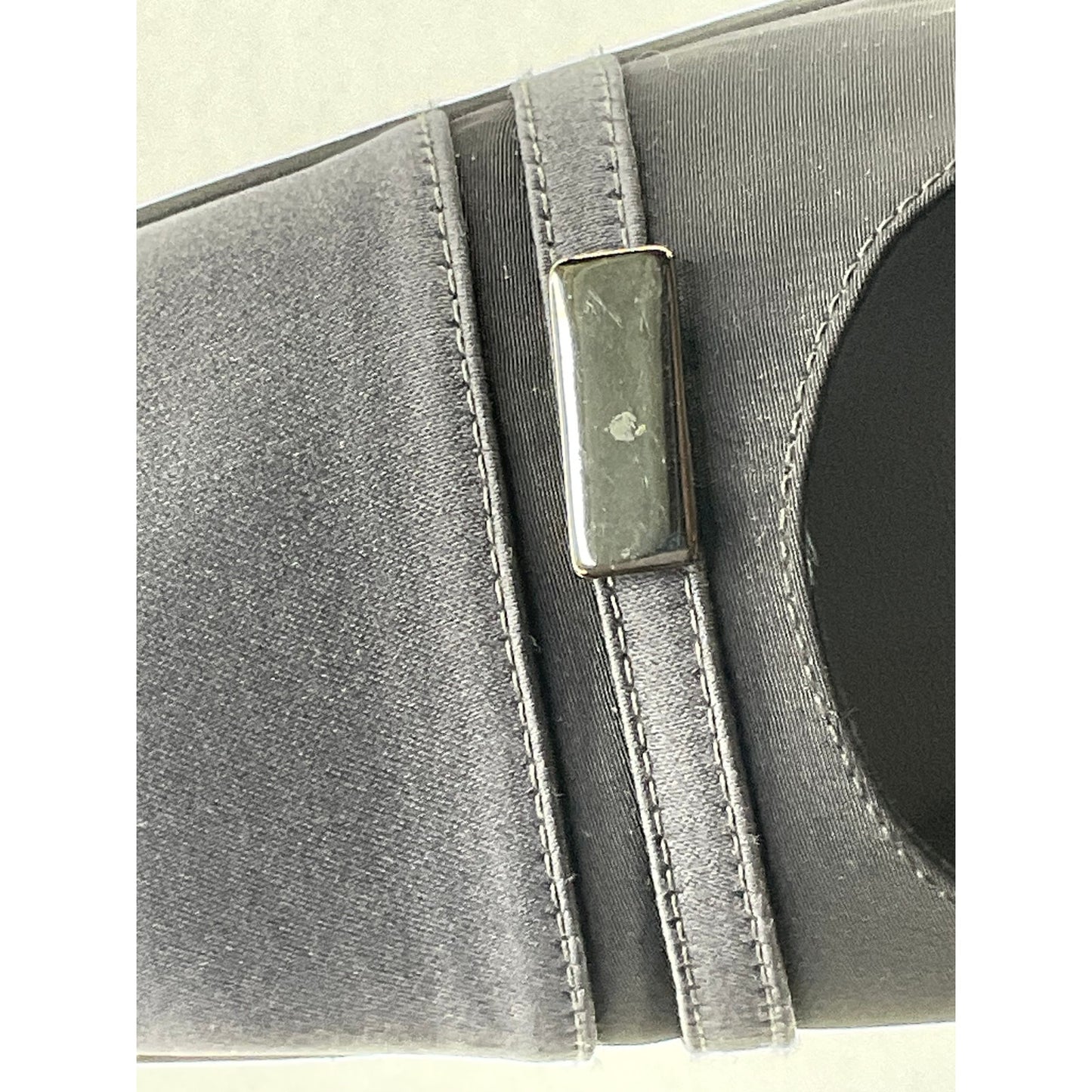 Raphael Sarti Gray Square Toe Satin Block Heel Pumps 7M