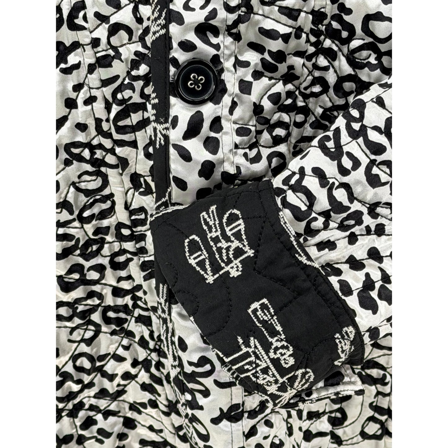 Chicos Pagoda Asian Black White Silk Blend Reversible Embroidered Jacket  4 XXL/20