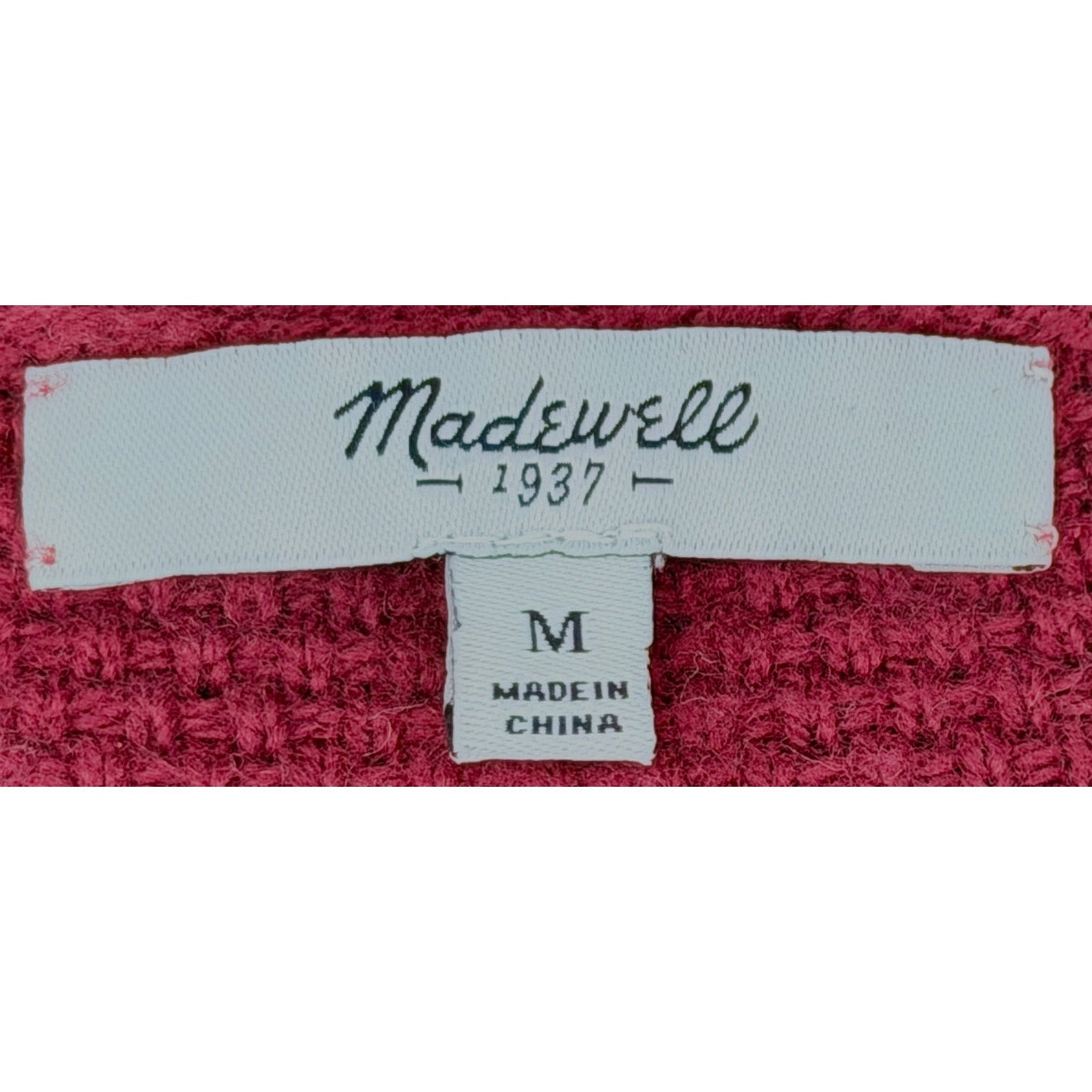 Madewell Waffle Knit Tulip Hem Long Sleeve Burgundy Sweater M