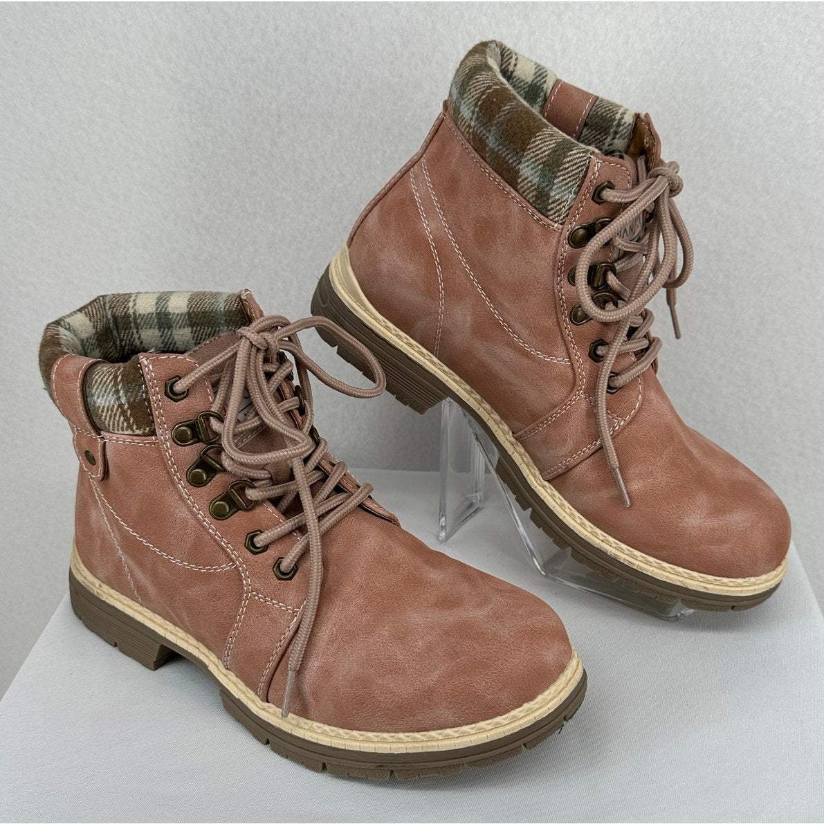 Anjou Femme Pink Casual Winter Hiking Outdoor Chunky Lug Boots 8.5