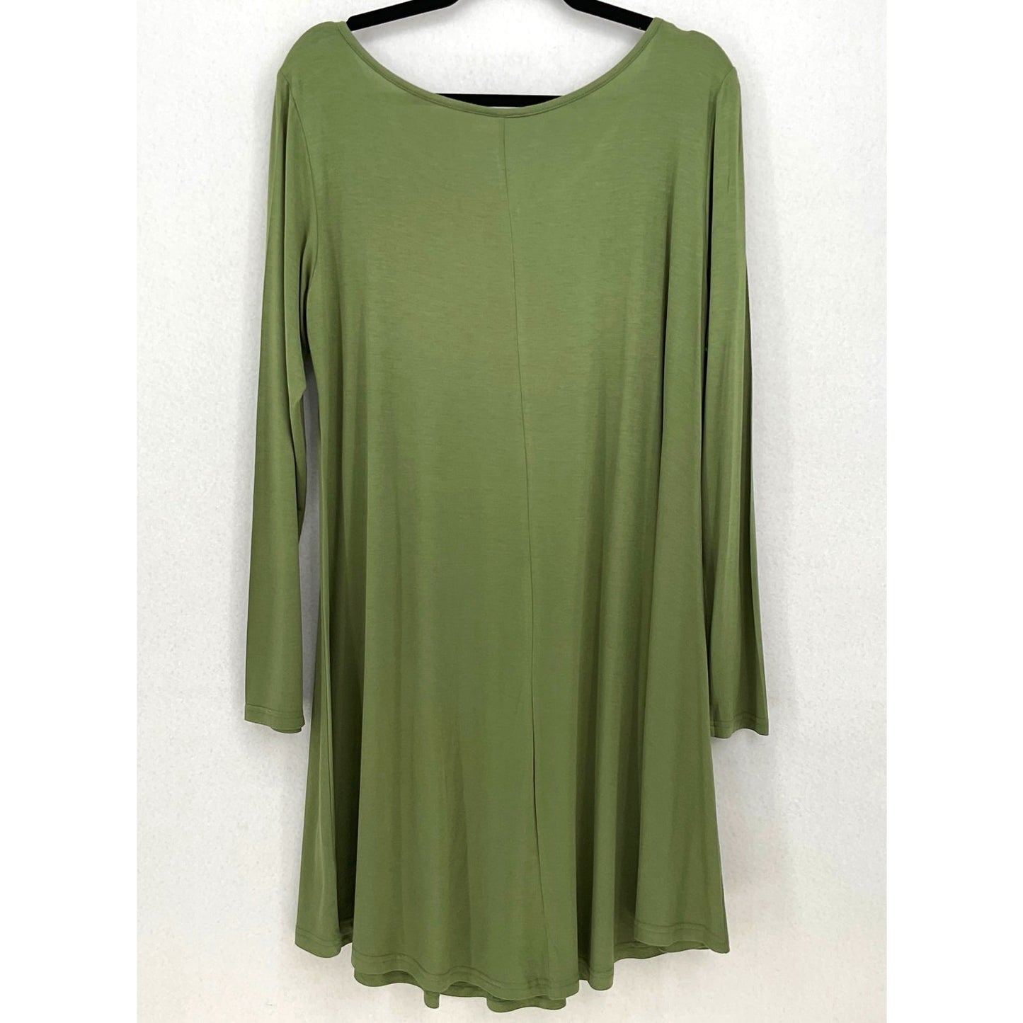 Dearcase Olive Green V Neck Jersey Knit T-shirt Long Sleeve Swing Dress NWT XL