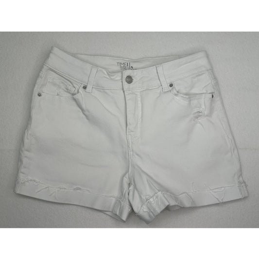 Time and Tru Distressed Cuffed White Jean Shorts Size 8