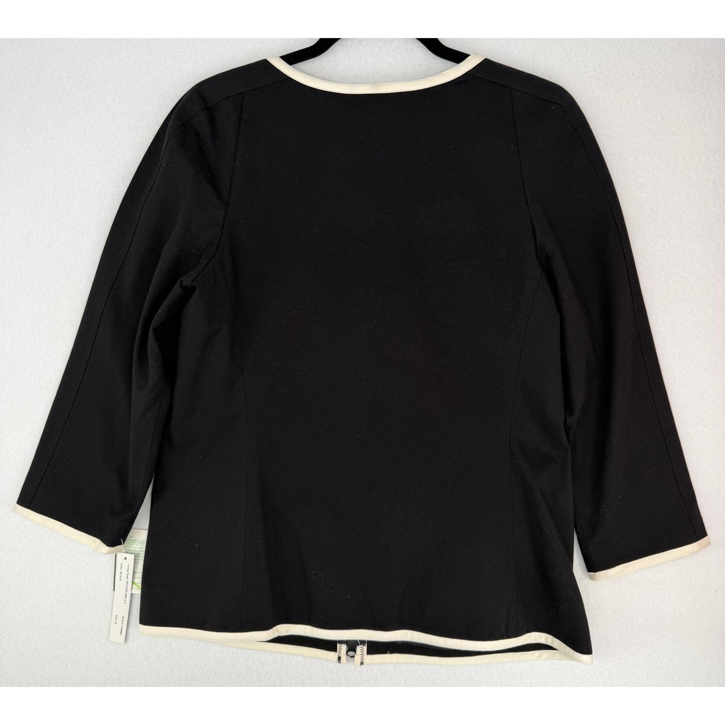 Bob Mackie Studio Black with Cream Trim Full Zip Blazer Jacket NWT 10