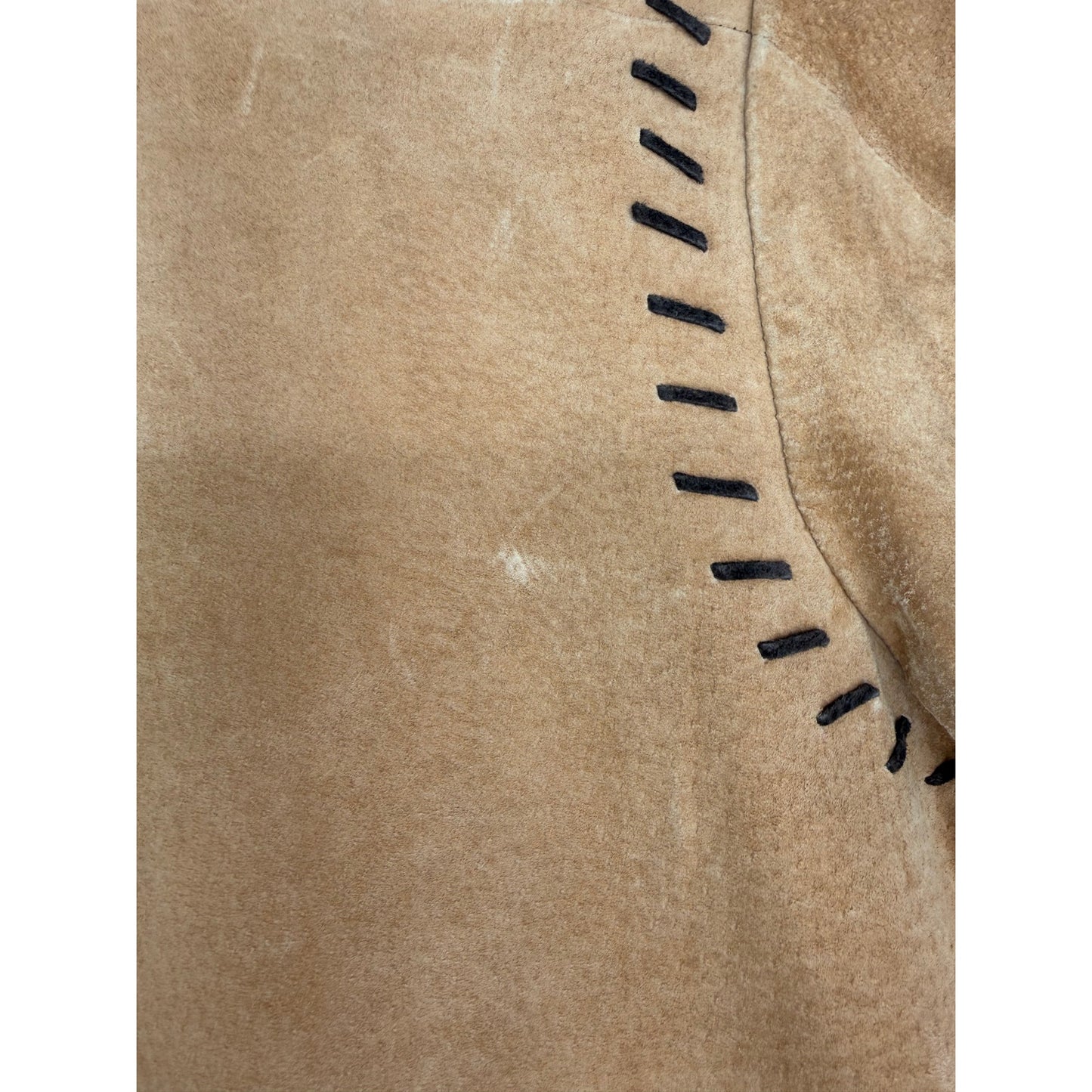 The Quacker Factory Vintage Suede Leather Safari Animal Lined Coat Jacket L