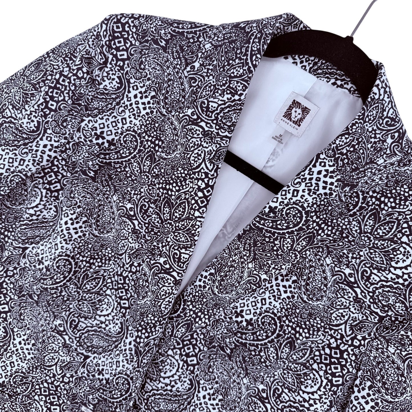 Anne Klein Black and White Paisley Print Blazer Workwear Business Office M