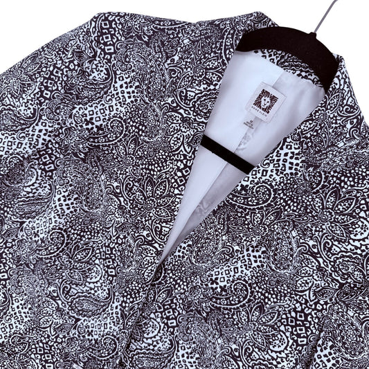 Anne Klein Black and White Paisley Print Blazer Workwear Business Office M