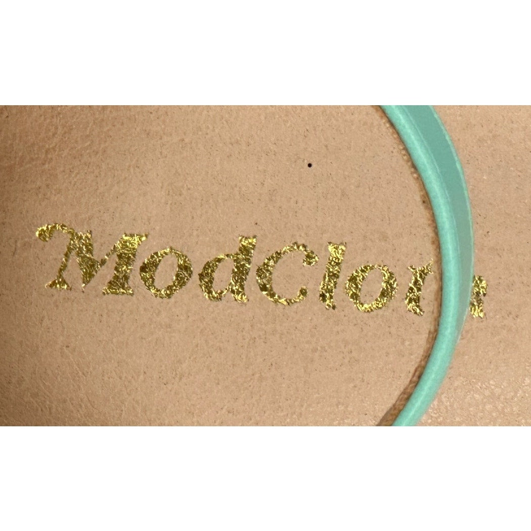Modcloth Fun Direction Bee Embroidered Mint Heel Sandals 6