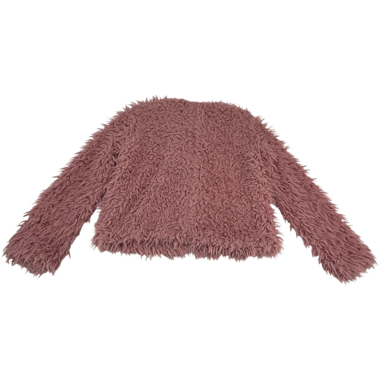 Candies Mauve Rose Gold Pink Faux Fuzzy Furry Shag  Full Zip Jacket Coat S/M